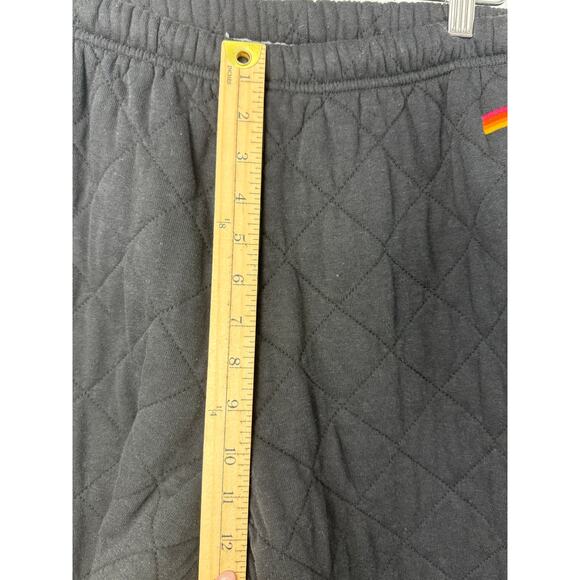 Aviator Nation Black Quilted Sweatpants Women’s Size M Cozy Joggers Loungewear - Picture 8 of 11